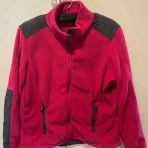 Women’s L.L. Bean Pink and Grey Fleece Full Zip Jacket Size L